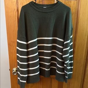 #57 - Sew In Love Green and Cream Crewneck Sweater